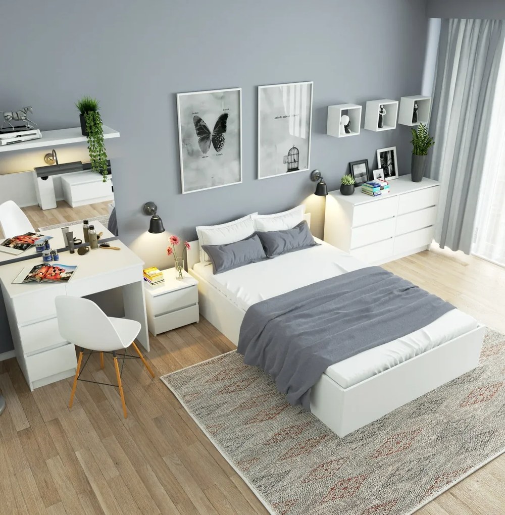 Kozmetický stolík so zrkadlom T-6 I 90x50 cm biely pravý