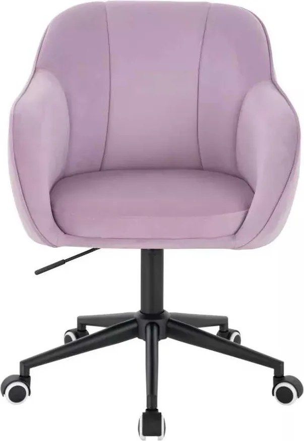 LuxuryForm DESIGN Stolička AVOLA VELUR na čiernej podstave s kolieskami - levanduľa