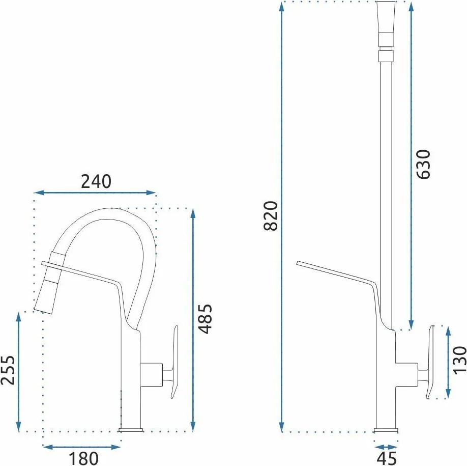 Rea Castor, kuchynská batéria flexibilná vysoká, medená matná, REA-B4320
