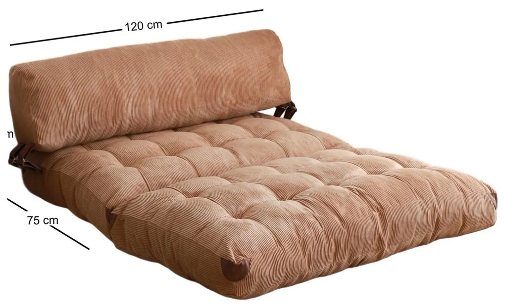 Dvojmiestna futónová rozkladacia pohovka Kadife camel