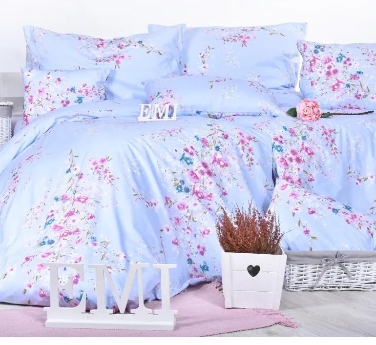 Obliečky bavlnené Stela modré EMI, Štandardný set jednolôžko obsahuje 1x 140x200 + 1x 70x90