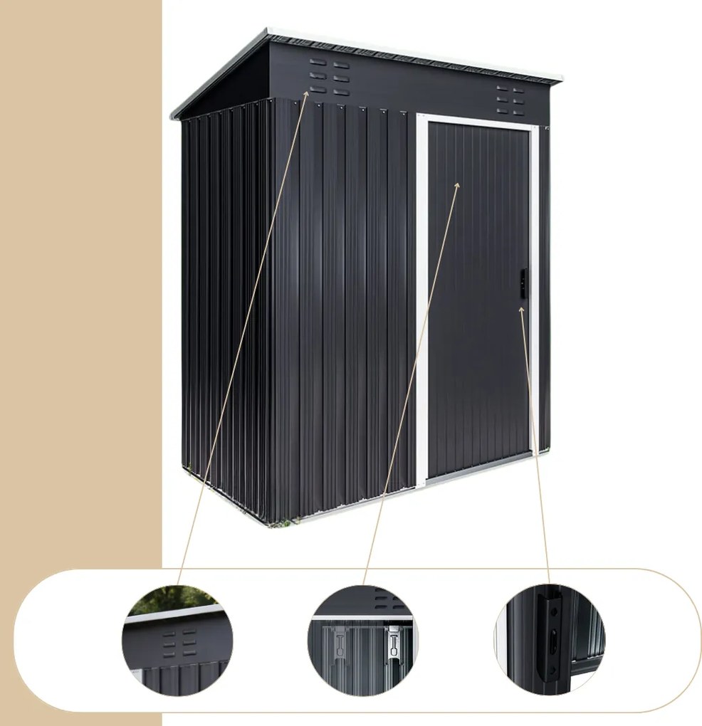 Záhradný domček na náradie M, 162x86x181cm, antracitová Jurhan