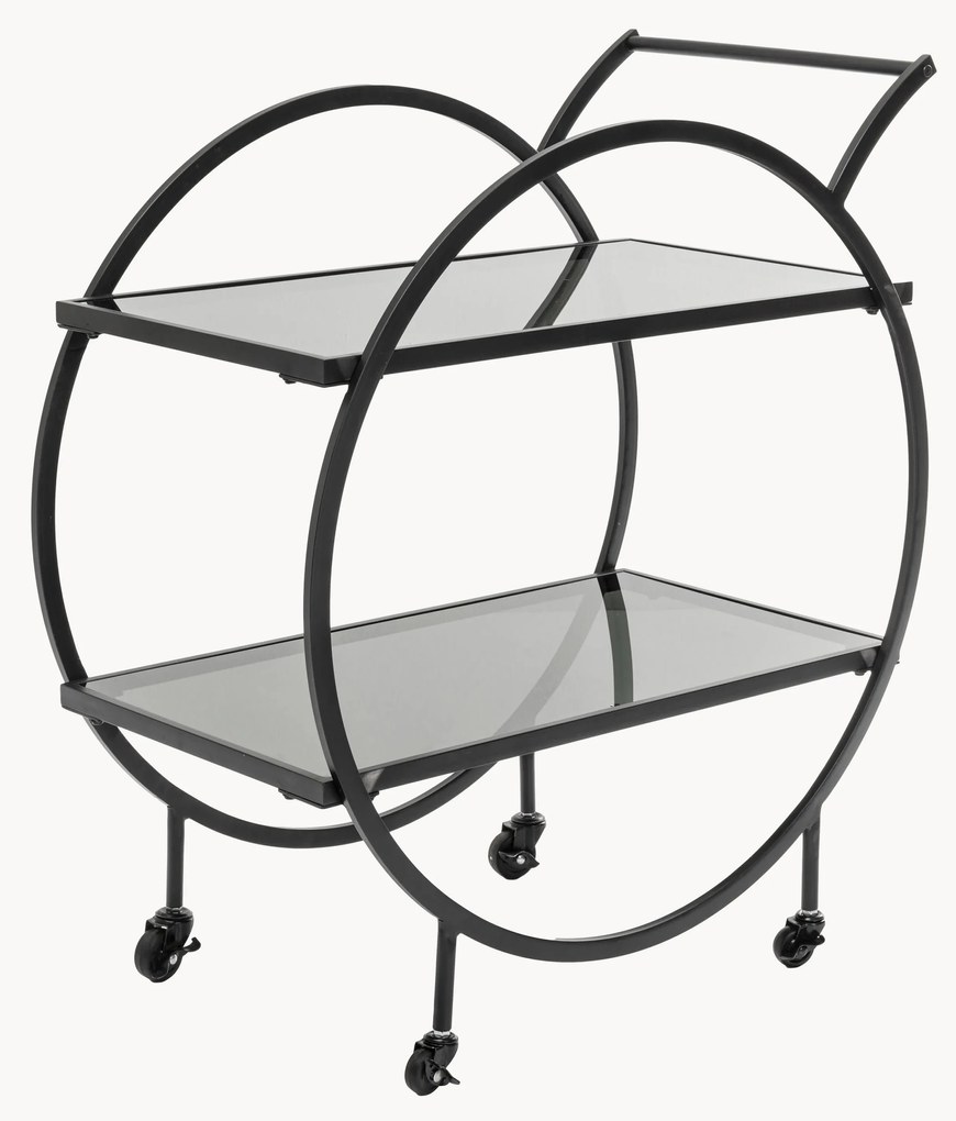 Kovový servírovací vozík so sklenenými doskami Loft