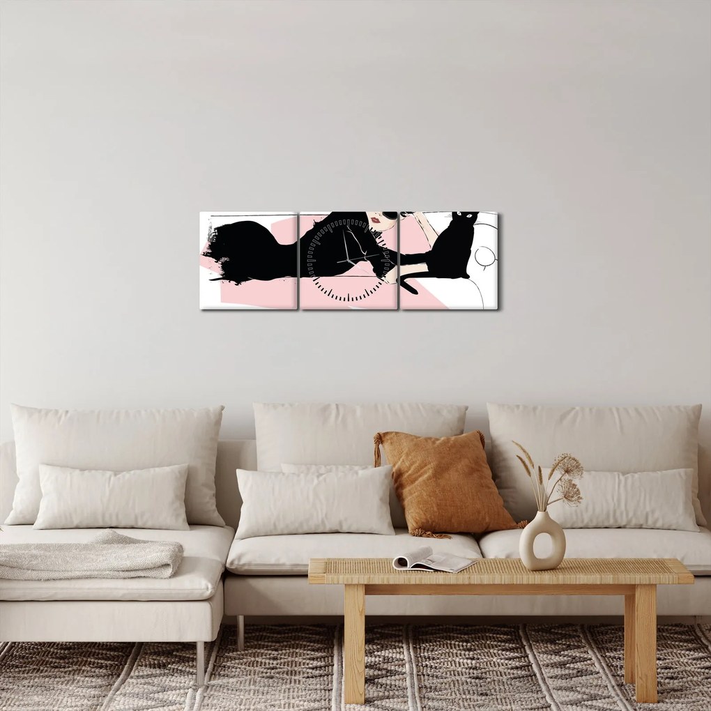 Obraz - Fashion lady (s hodinami) (90x30 cm)
