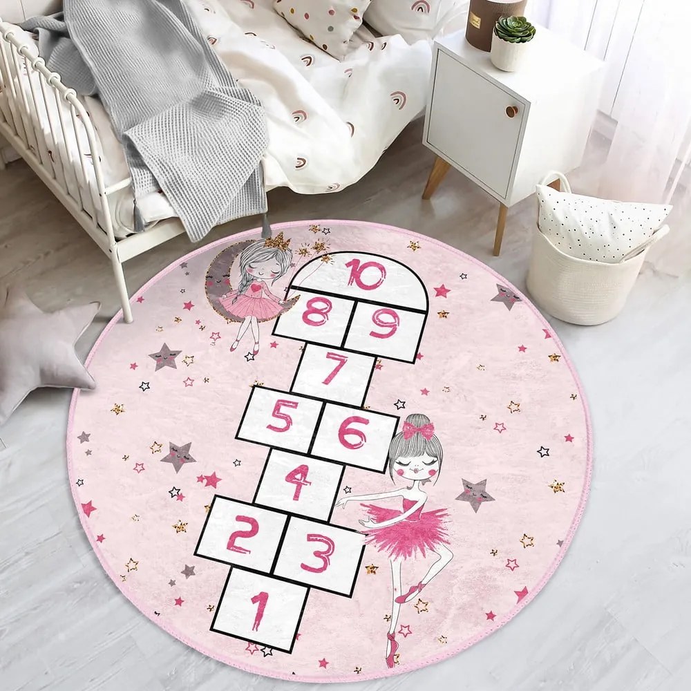 Ružový detský koberec ø 80 cm Comfort – Mila Home