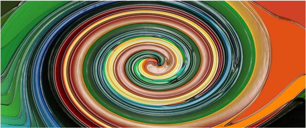 Abstraktný obraz - farebná špirála (120x50 cm)