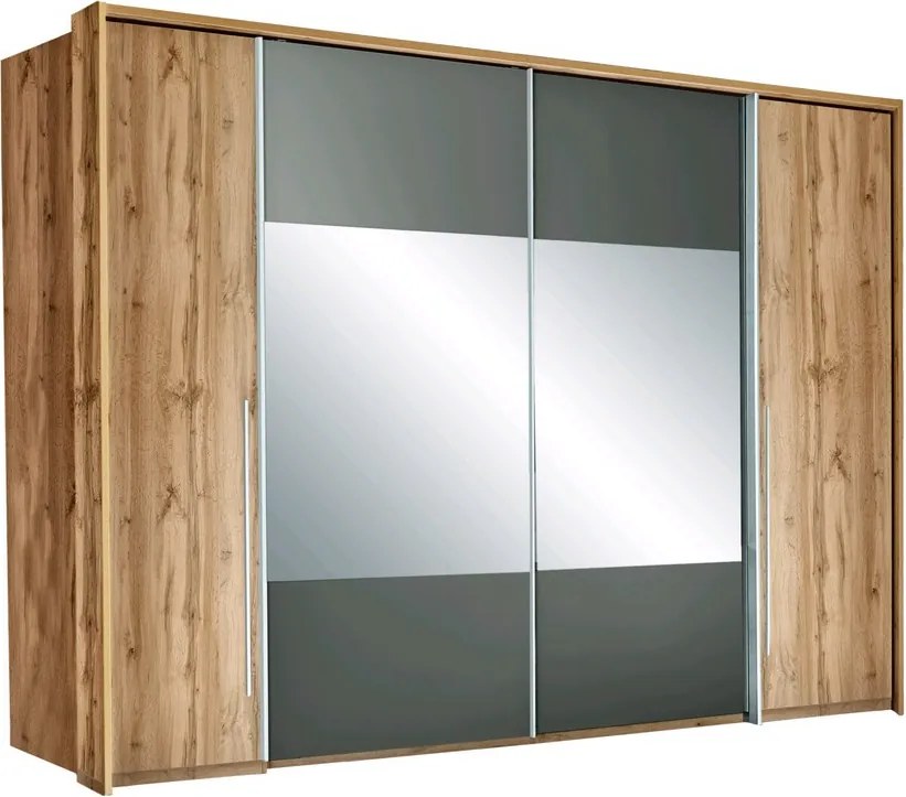 Šatníková skriňa Mega, 312 cm, dub wotan/šedá