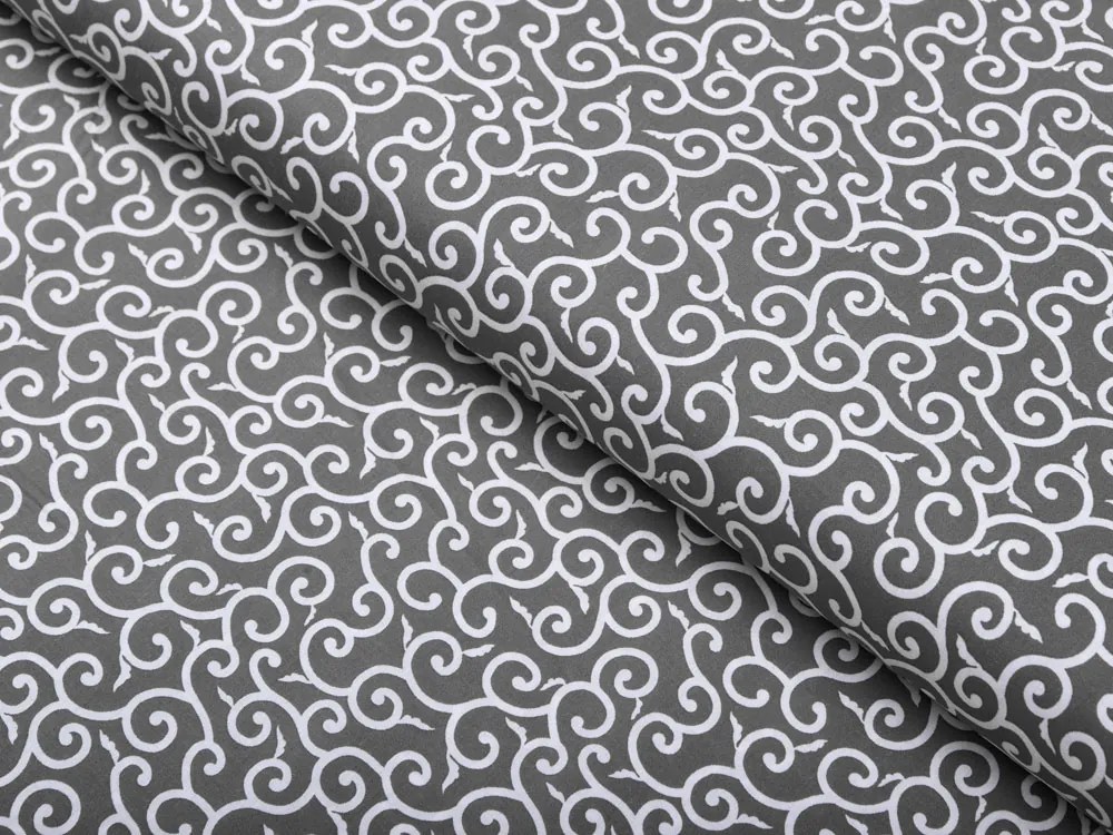 Biante Bavlnený oválny obrus Sandra SA-258 Ornamenty na tmavo sivom 120x160 cm