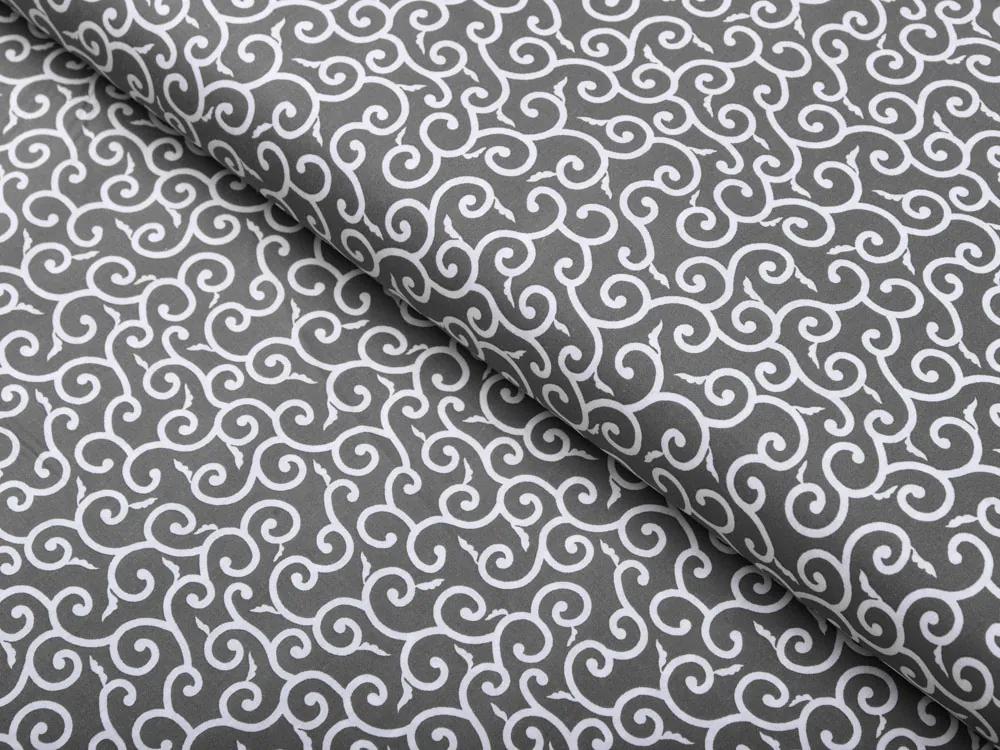 Biante Bavlnený oválny obrus Sandra SA-258 Ornamenty na tmavo sivom 130x200 cm