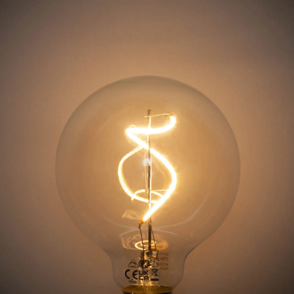 Sada 5 ks Stmievateľná LED žiarovka E27 so špirálovým vláknom G95 4W 270lm 2200K