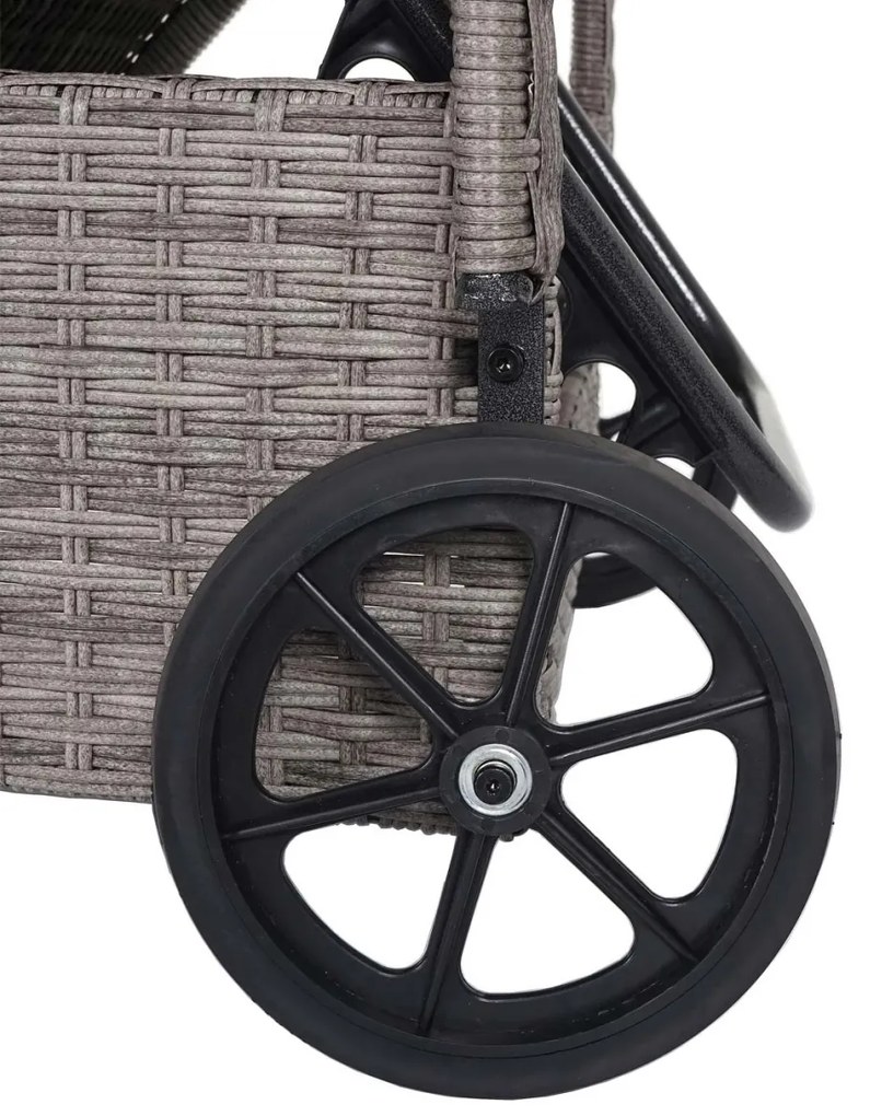 Lehátko Carrara, polyratan / hliník - šedé, vankúše tmavo šedé