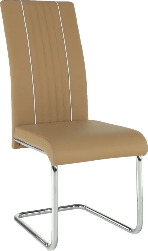 Jedálenská stolička, ekokoža béžová/biela/chróm, LESANA