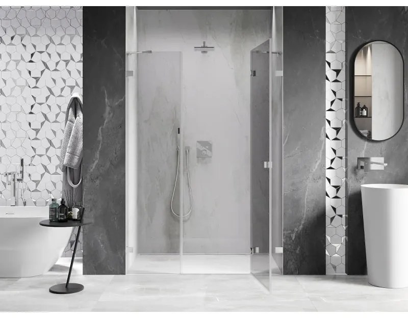 Mexen Lunar, pravé otočné sprchové dvere 135 cm, číre sklo, chrómový profil, 834S-135-050-01-00-P