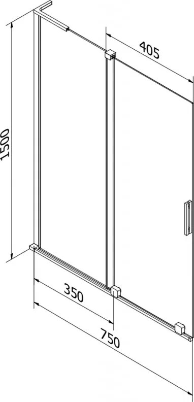 Mexen Velar L, 2-krídlová posuvná vaňová zástena 75 x 150 cm, 8mm číre sklo, chrómový profil, 896-075-003-01-01