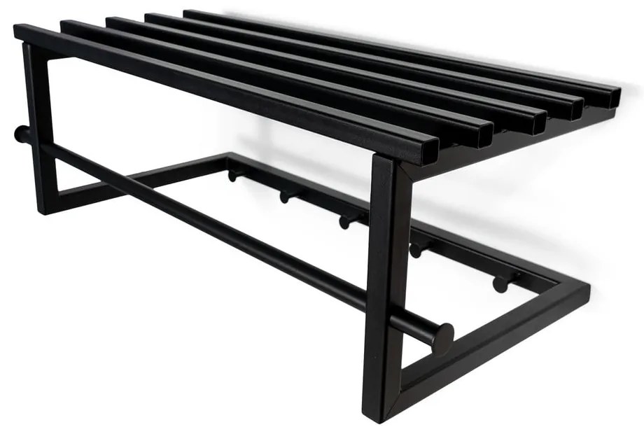 Čierny kovový nástenný vešiak s poličkou 76 cm Marco – Spinder Design