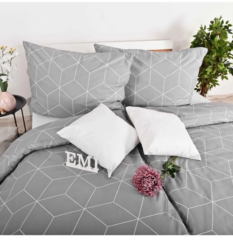 Obliečky bavlnené Alya grey EMI, Štandardný set jednolôžko obsahuje 1x 140x200 + 1x 70x90