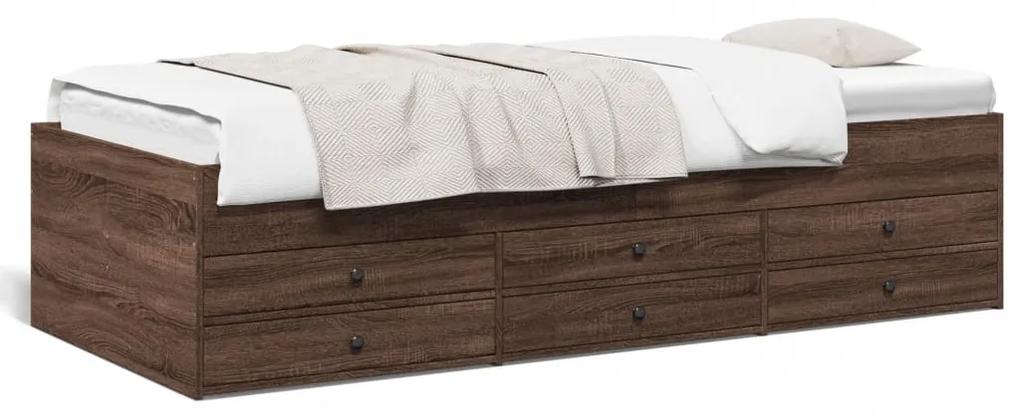 Denná posteľ so zásuvkami hnedý dub 90x190 cm kompozitné drevo 3280887