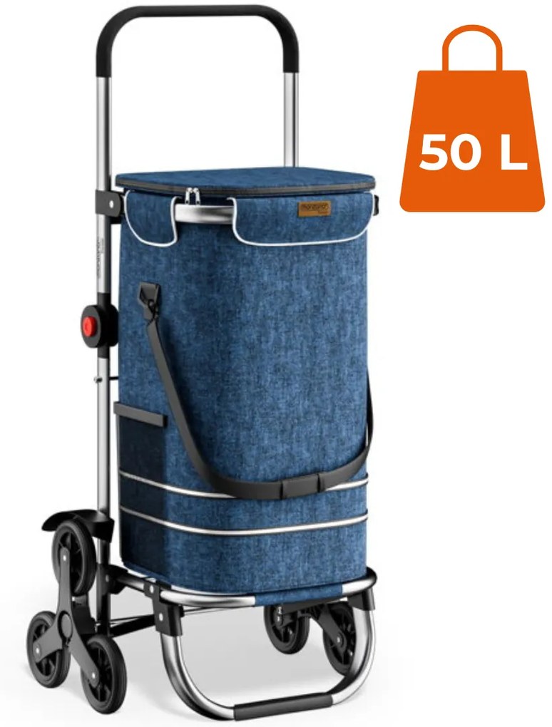 Monzana Nákupná taška na kolieskach do schodov COMFORT,50l, modrá