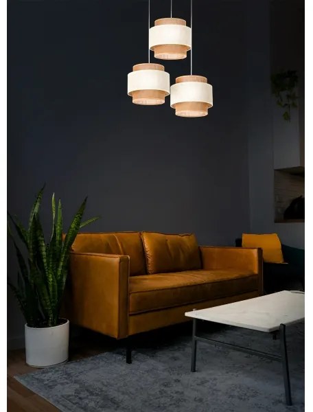 Luster na lanku BOHO 3xE27/60W/230V krémová/juta