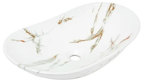 Umývadlo na dosku SAT Infinitio 61,5x36 cm mramor biely mat bez prepadu SATINF61536MR, 1 ks