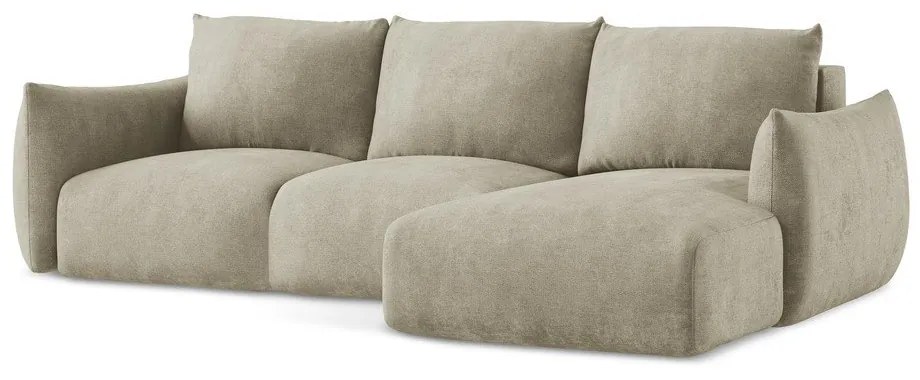 Béžová ženilková rozkladacia rohová pohovka (pravý roh/s leňoškou) Leila – Makamii