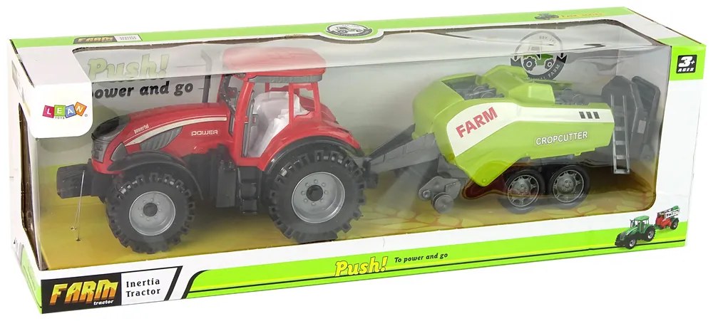 Lean Toys Červený traktor so sejačkou – trecí pohon