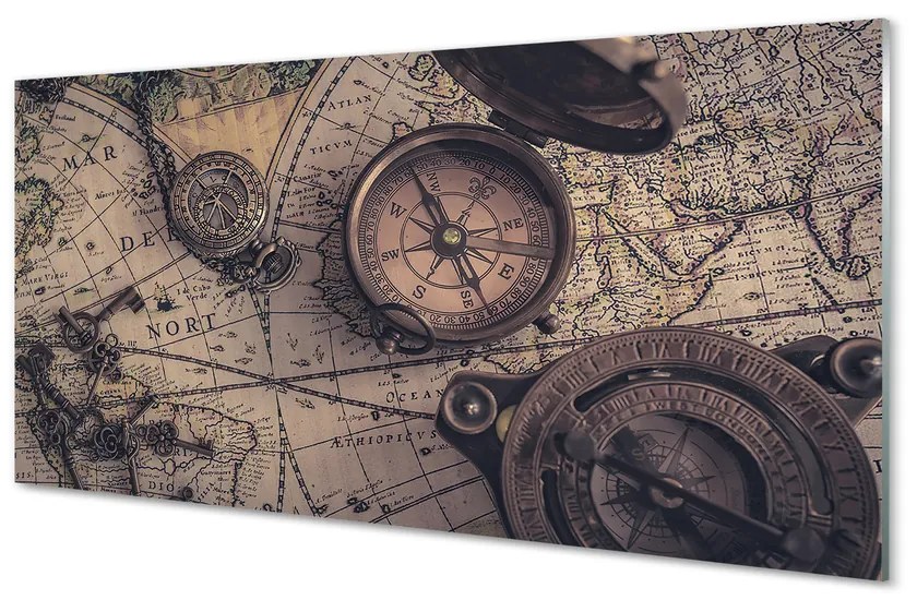 Nástenný panel  kompas mapa 100x50 cm