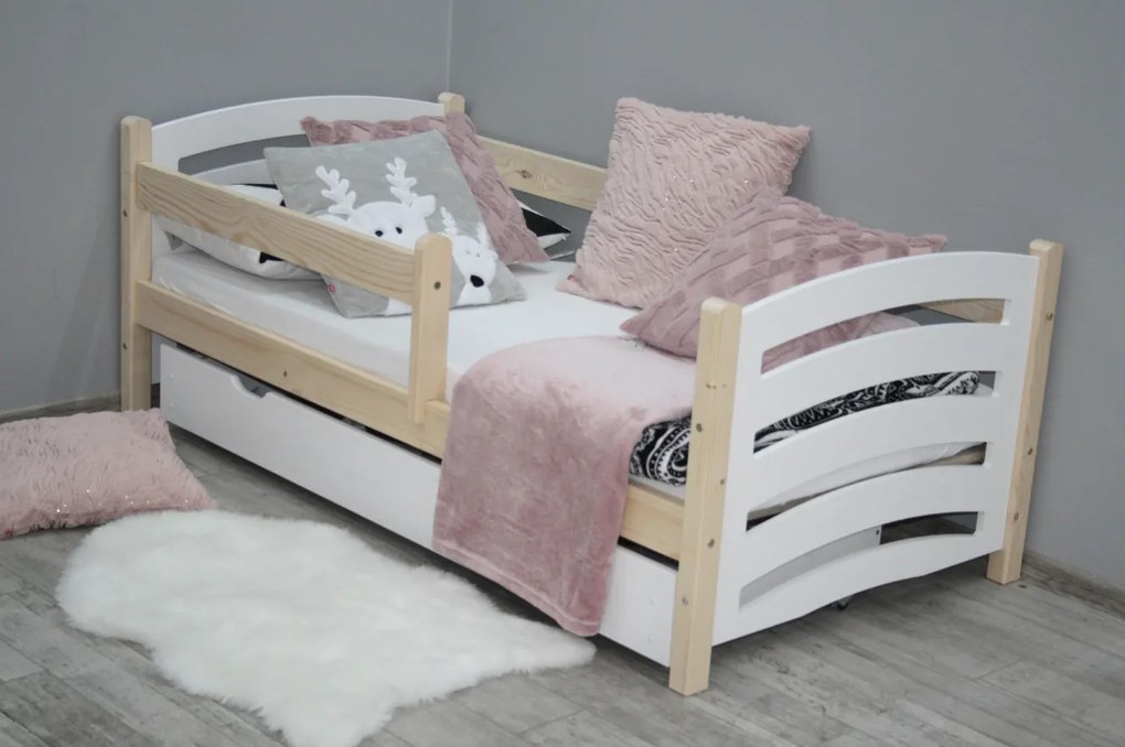 Detská posteľ MELA 80 x 160 cm biela/borovica Rošt: Bez roštu, Matrac: Matrac EASYSOFT 10 cm