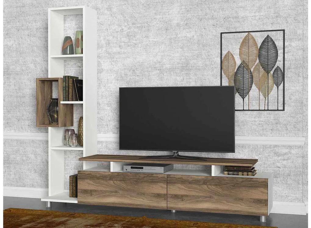 Dizajnový TV stolík Faysal 160 cm orech biely