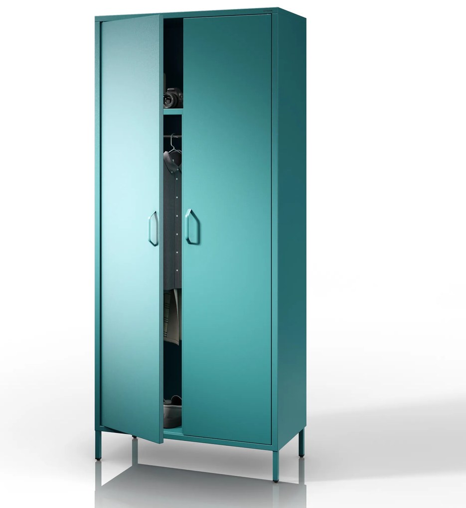 Šatníková skriňa FLAVIO, 800 x 1850 x 450 mm, Modern: morská farba