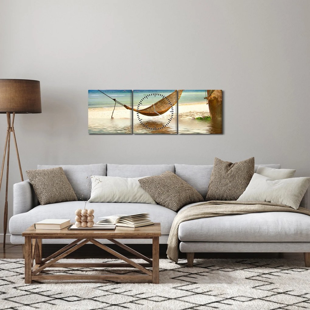 Obraz - Relax na pláži (s hodinami) (90x30 cm)