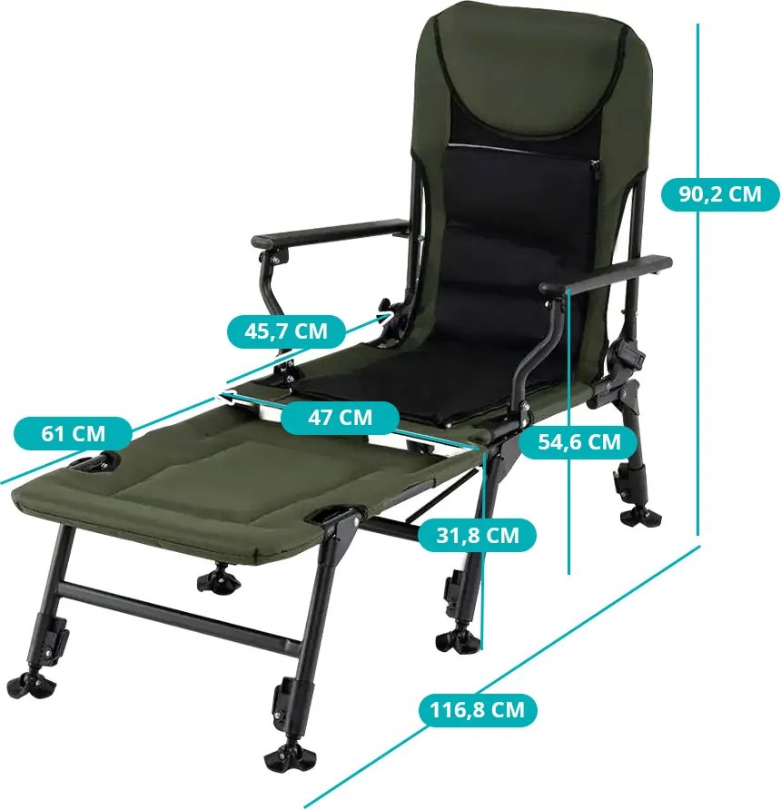 Veľká rybárska stolička s opierkou na nohy