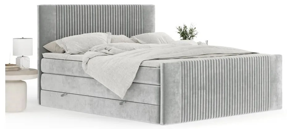 Svetlosivá boxspring posteľ s úložným priestorom 180x200 cm Bergamo – Maison de Rêve