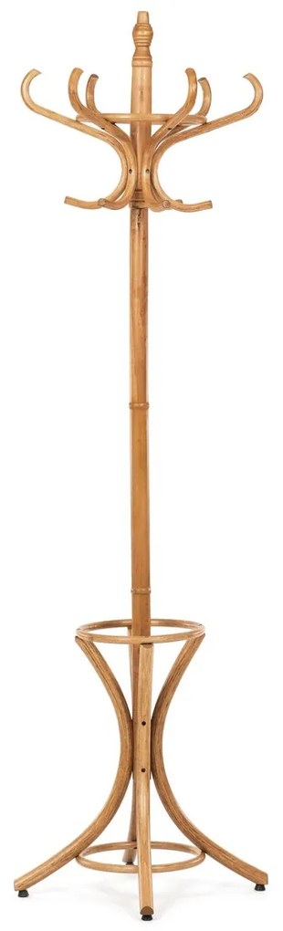 Drevený stojanový vešiak, tmavý dub, 52 x 186 cm
