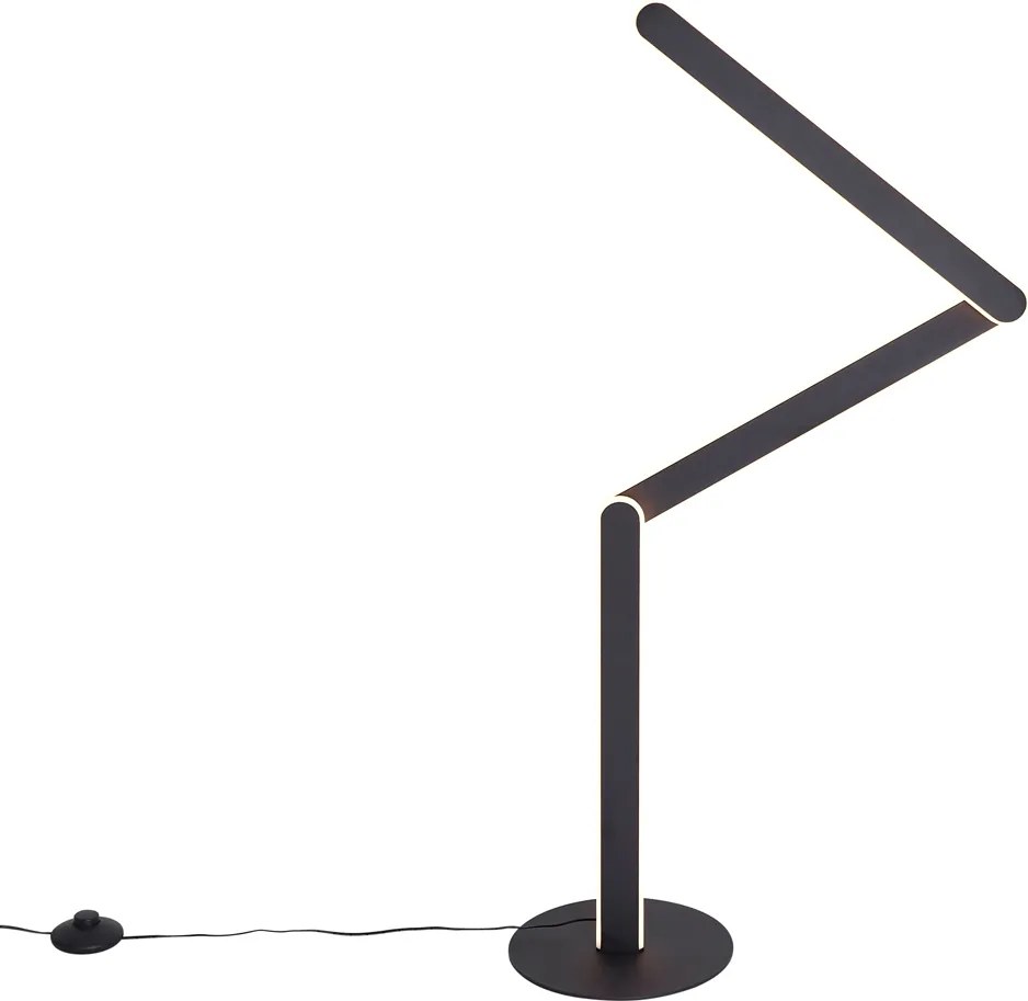 Dizajnová stojaca lampa čierna vrátane LED s 3-stupňovým stmievaním - Gate