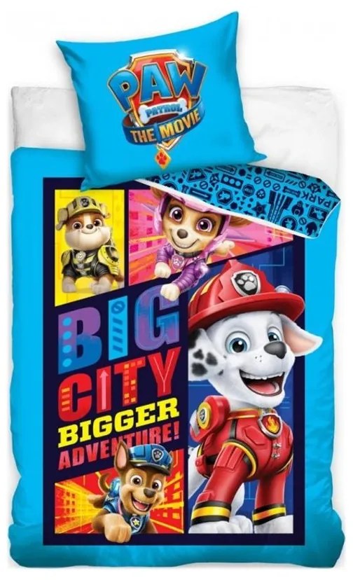 Bavlnené posteľné obliečky Labková patrola vo filme - Paw Patrol - modré - 100% bavlna Renforcé - 70 x 90 cm + 140 x 200 cm