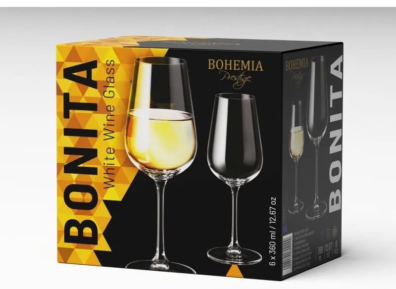 BOHEMIA PRESTIGE BONITA POHÁR NA VÍNO 360ML SADA 6KS