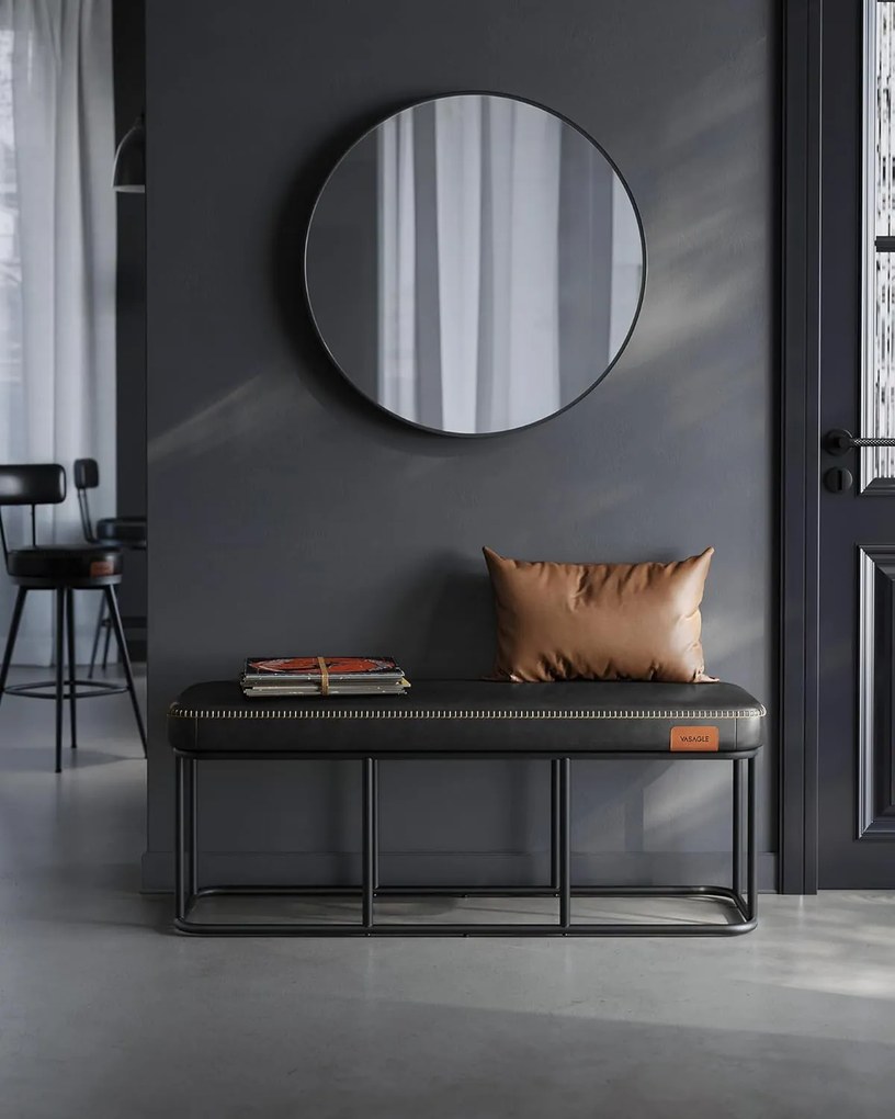 Lavica, ekokoža, 45x120x40cm, čierna