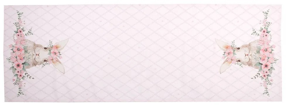Ružový bavlnený behúň s králikom Floral Easter Bunny - 50*140 cm