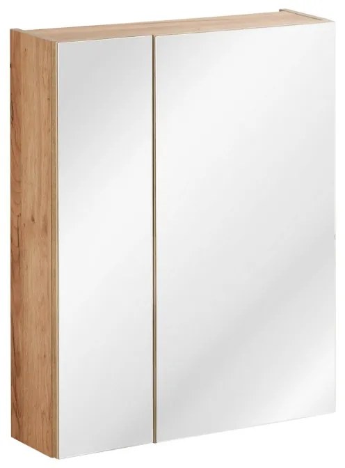 Comad Kúpeľňová skrinka so zrkadlom Capri 842 2D dub kraft zlatý