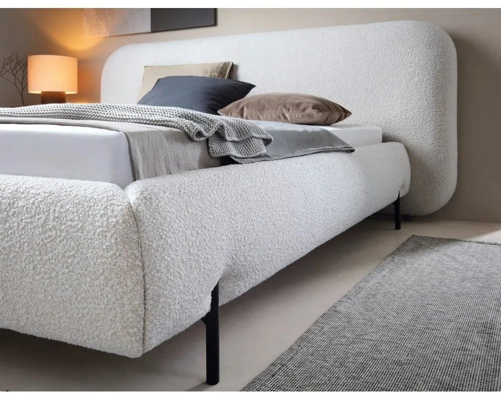 Béžová čalúnená dvojlôžková posteľ s úložným priestorom s roštom 160x200 cm Pointt – ELTAP