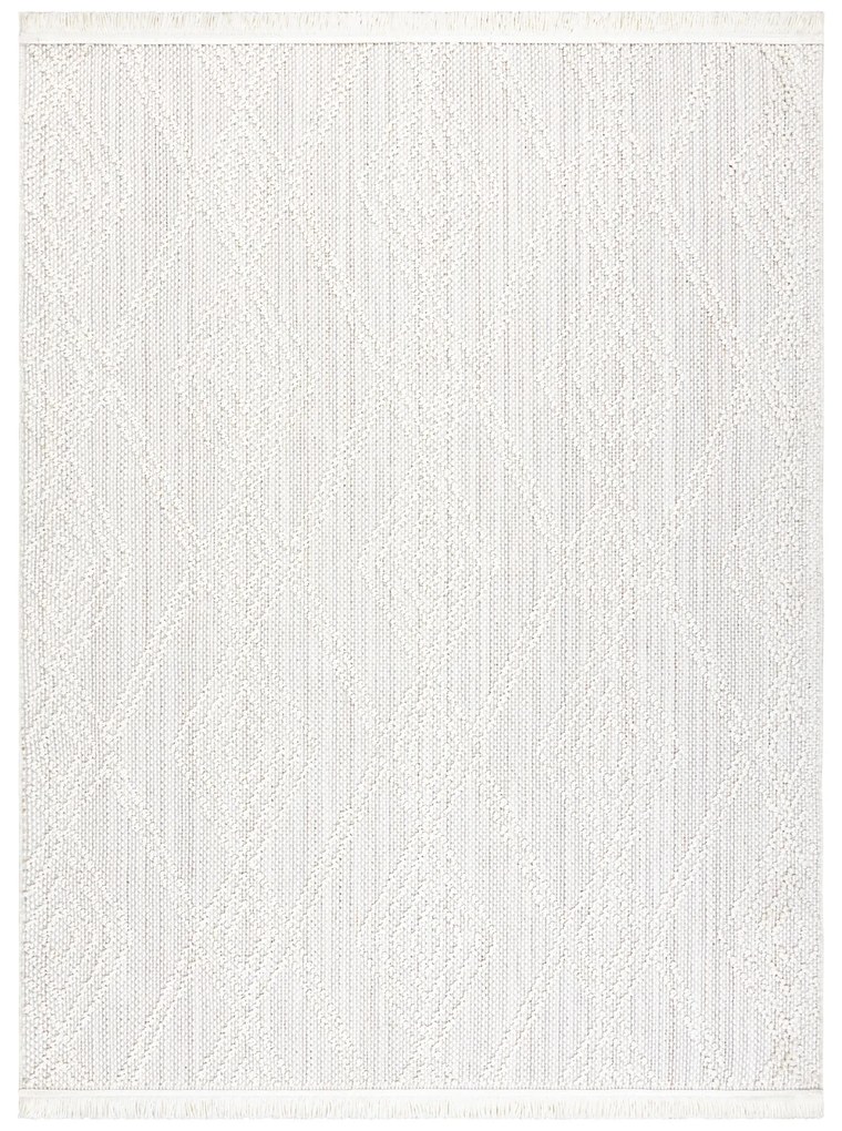 Koberec NANO EN14A Diamanty, slučkový, plocho tkaný, biely