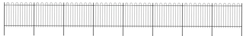 vidaXL Záhradný plot s oblúkovým zakončením, oceľ 13,6x1,5 m, čierny