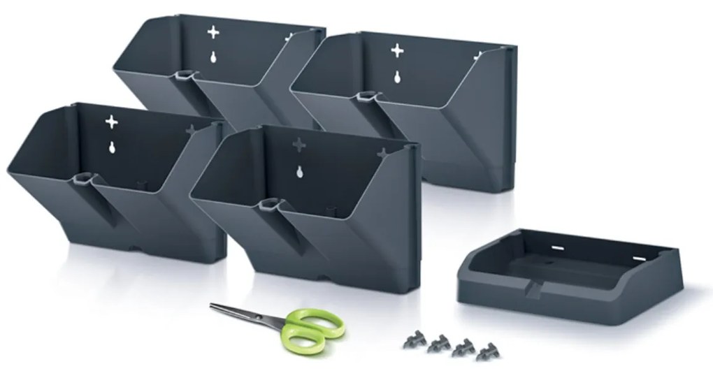 PROSPERPLAST Kvetináče vertikálne s nožnicami na bylinky MINI CASCADE antracit