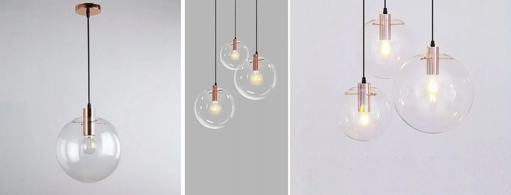 Toolight - Závesné sklenené stropné svietidlo Lassi 20 cm 1xE27, Ružové zlato, OSW-00130