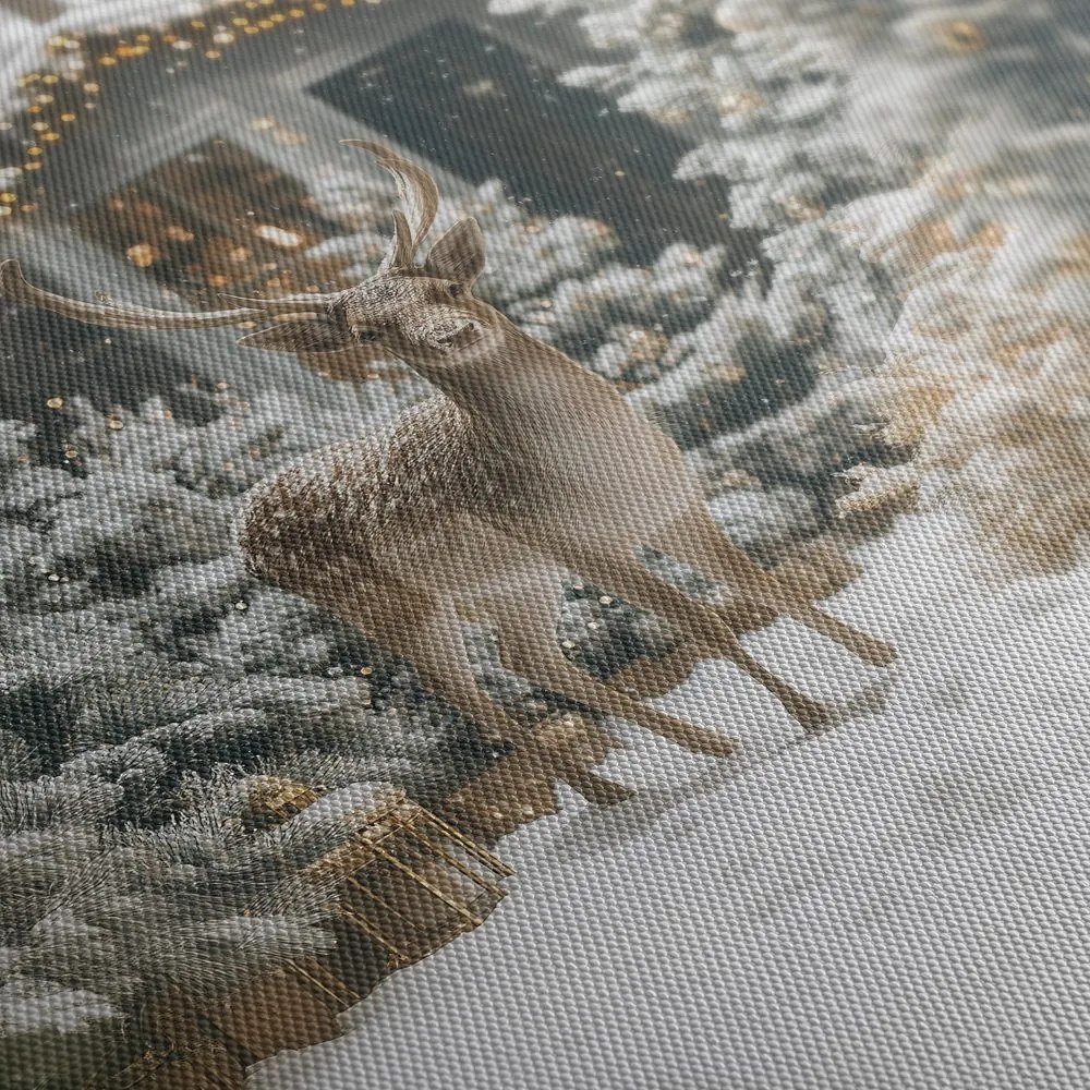 Vianočný obraz zimná rozprávka v lese