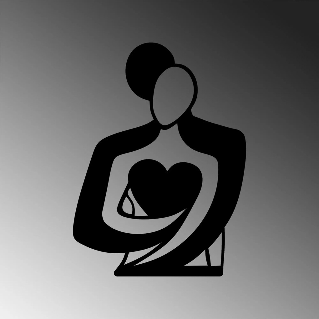 Nástenná kovová dekorácia Objatie čierna