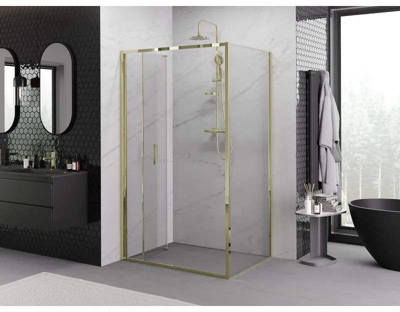 Mexen Exo, skladací sprchový kút 85 x 90 cm, číre sklo, zlatá, 816-085-090-50-00