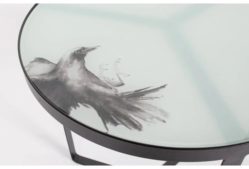 Kovový odkladací stolík so sklenenou doskou BePureHome Fly, ⌀ 45 cm