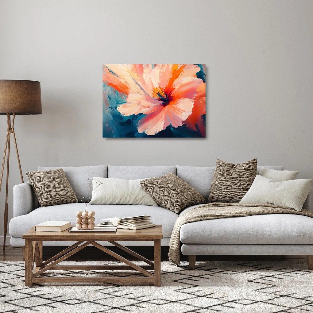 Sklenený obraz - Maľovaný kvet (70x50 cm)